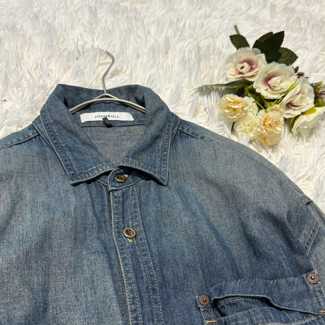 ジョンブル　アシンメトリーワークシャツドレス　デニムシャツワンピース　完売品