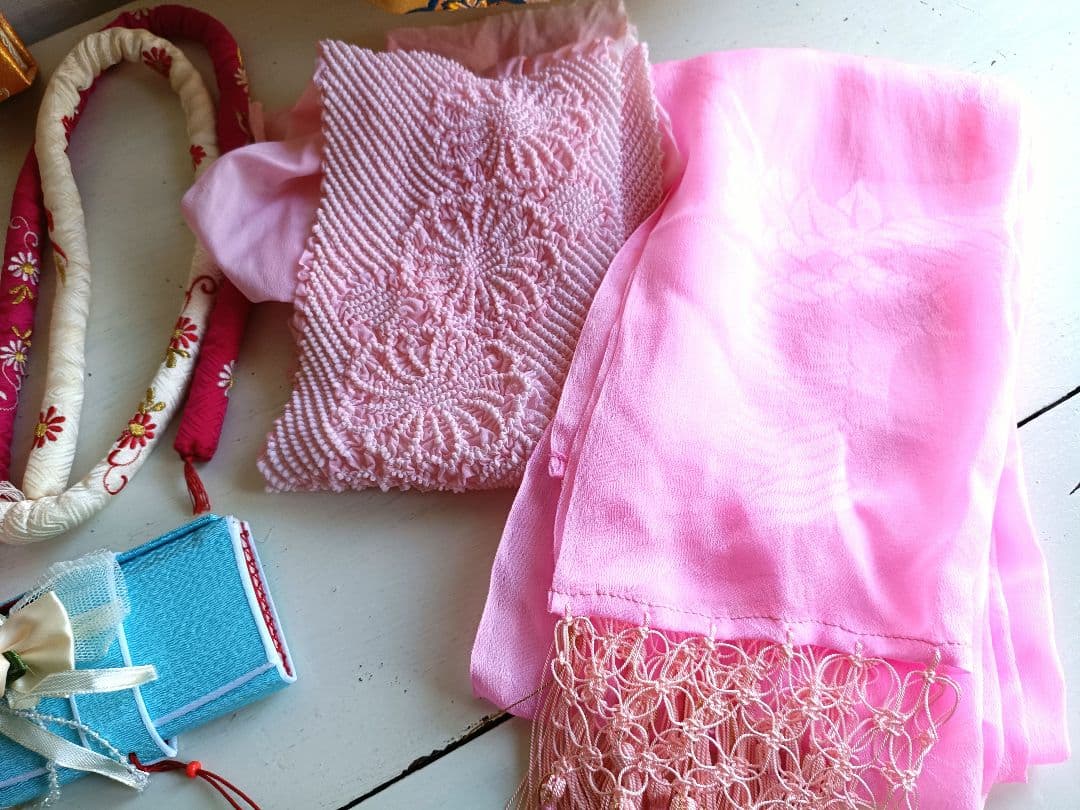 アンティークマゼンダピンク着物とクリーム色作り帯☆フルセット