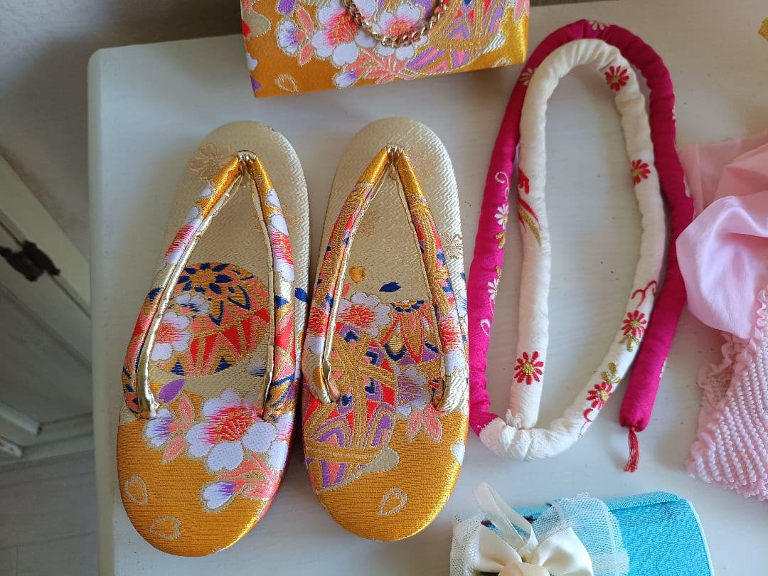 アンティークマゼンダピンク着物とクリーム色作り帯☆フルセット