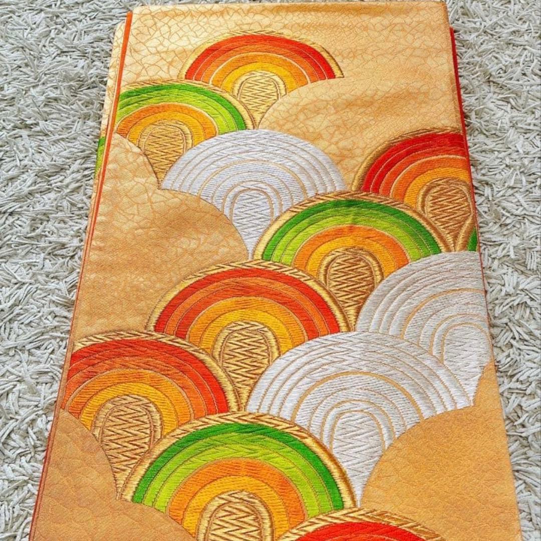 2点セット 美品 三松 アンティーク 振袖 正絹 袷 帯 大正ロマン 成人卒業式