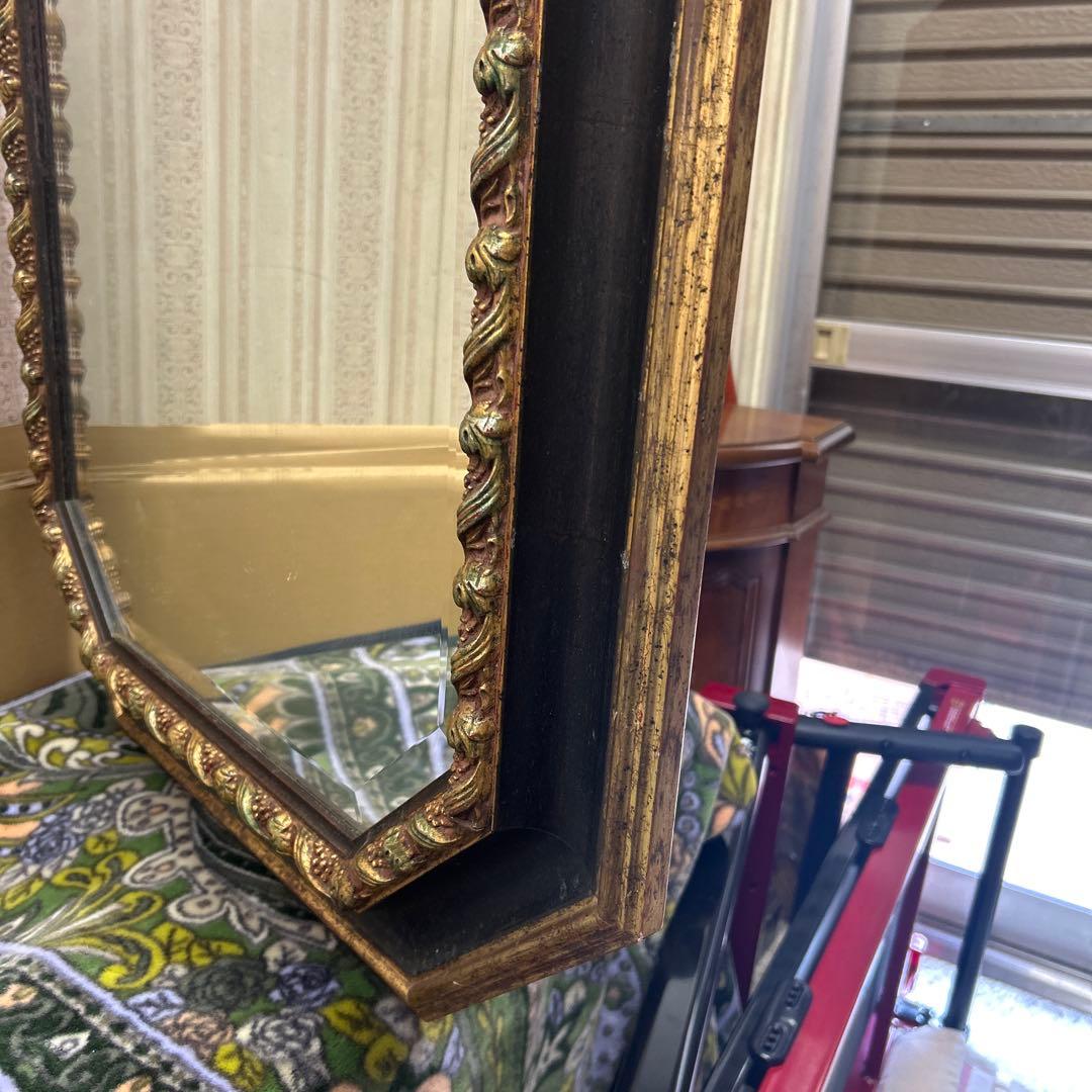 イタリア製　アンティーク　八角　特大ミラー　姿見　インテリア　風水　壁掛け