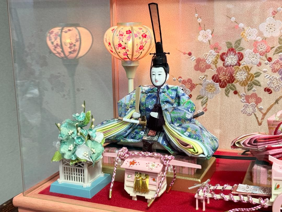 雛人形 ケース飾り 寿慶 ピンク塗 パノラマアクリルケース おしゃれ