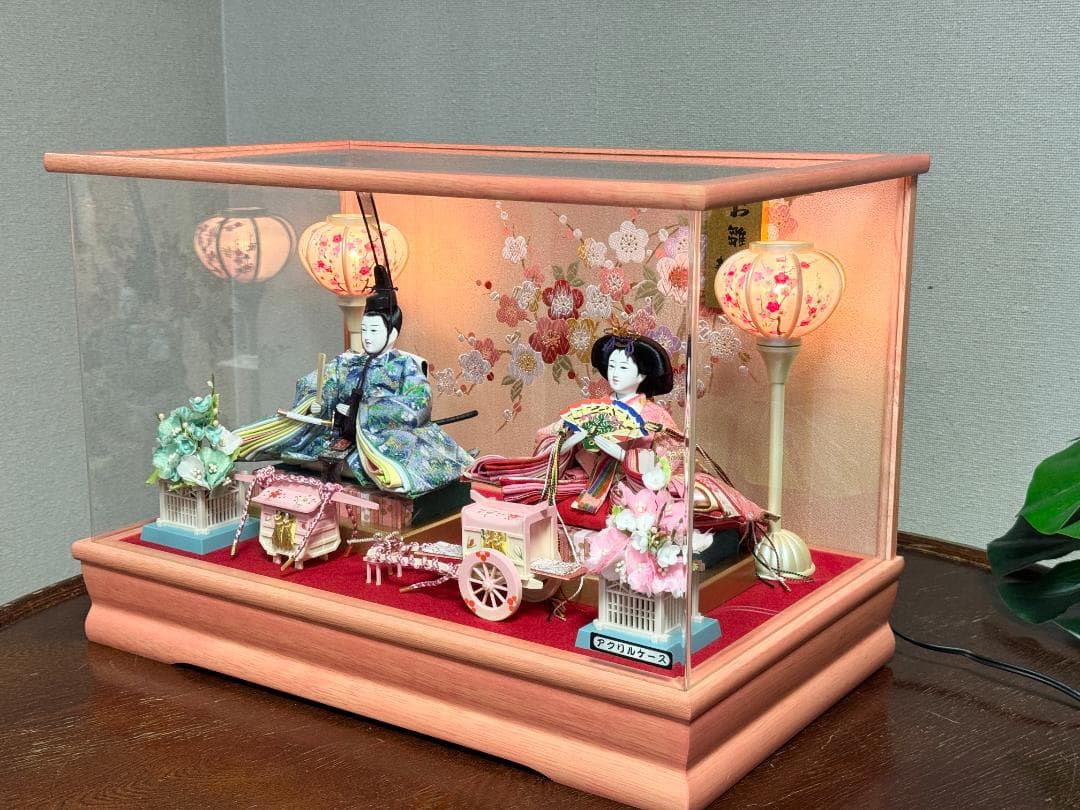 雛人形 ケース飾り 寿慶 ピンク塗 パノラマアクリルケース おしゃれ