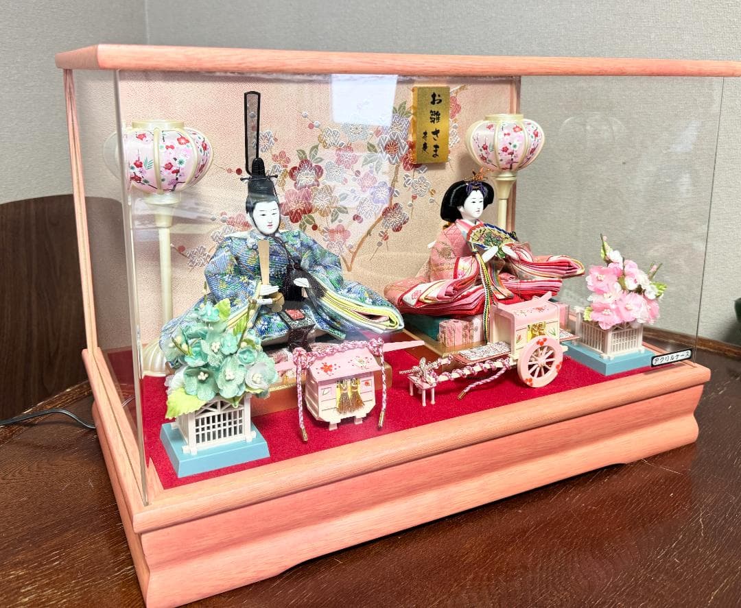 雛人形 ケース飾り 寿慶 ピンク塗 パノラマアクリルケース おしゃれ