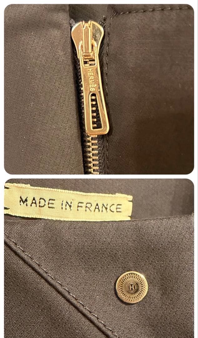最終価格❗️【HERMÈS】フランス製　フロントジップワンピース 刻印ファスナー