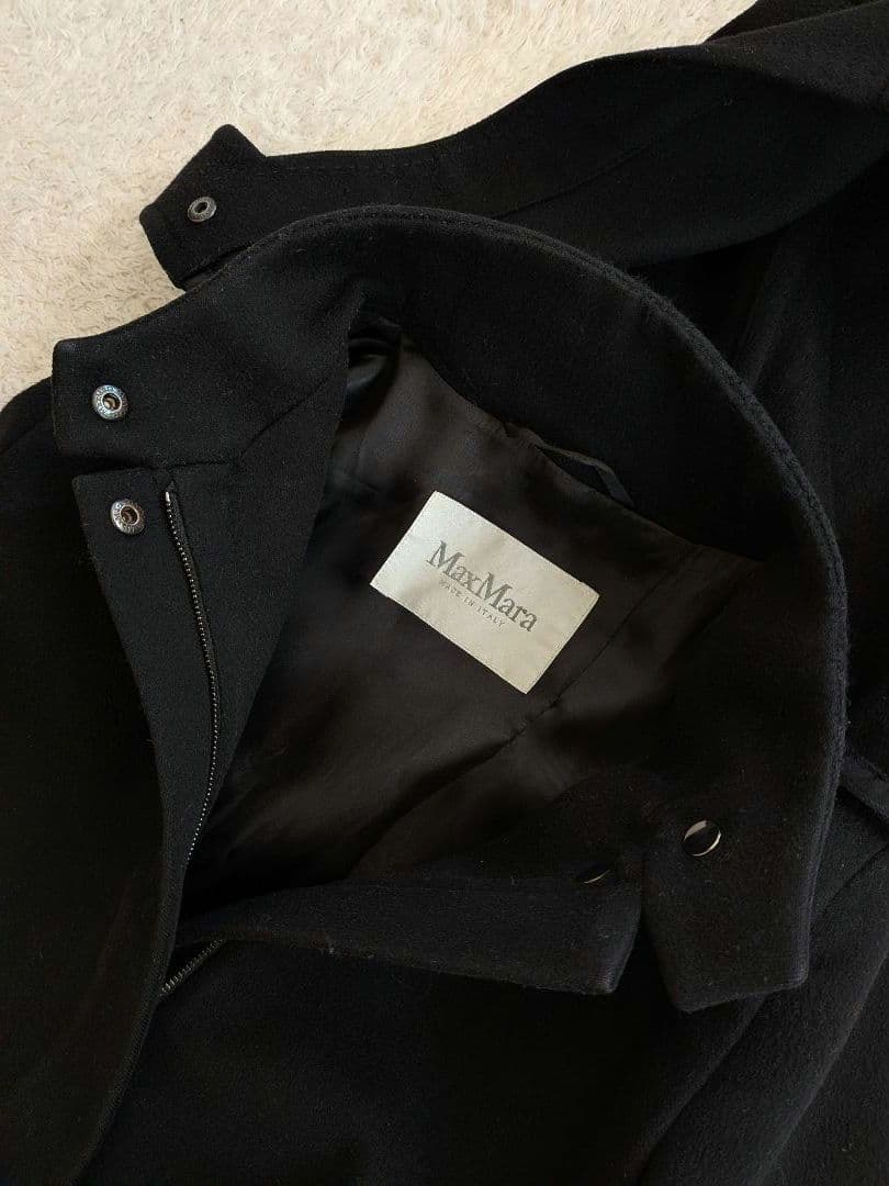 希少❀マックスマーラ　ブラックフード付き　カシミヤロングコート