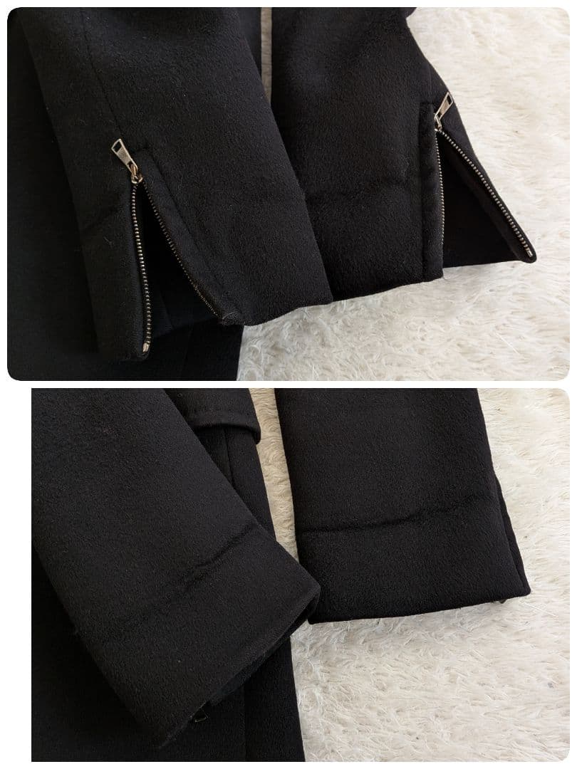 希少❀マックスマーラ　ブラックフード付き　カシミヤロングコート