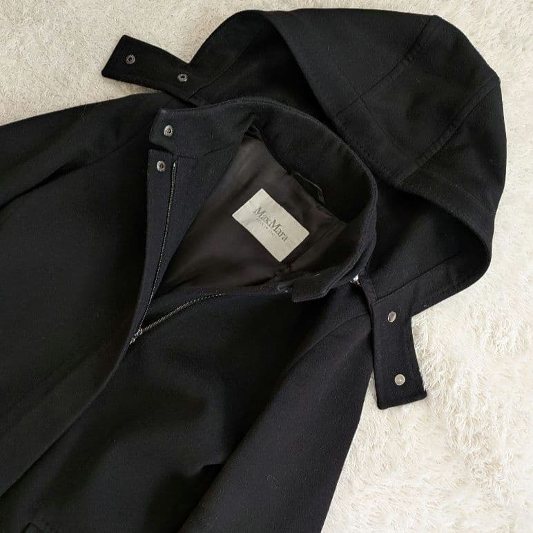 希少❀マックスマーラ　ブラックフード付き　カシミヤロングコート