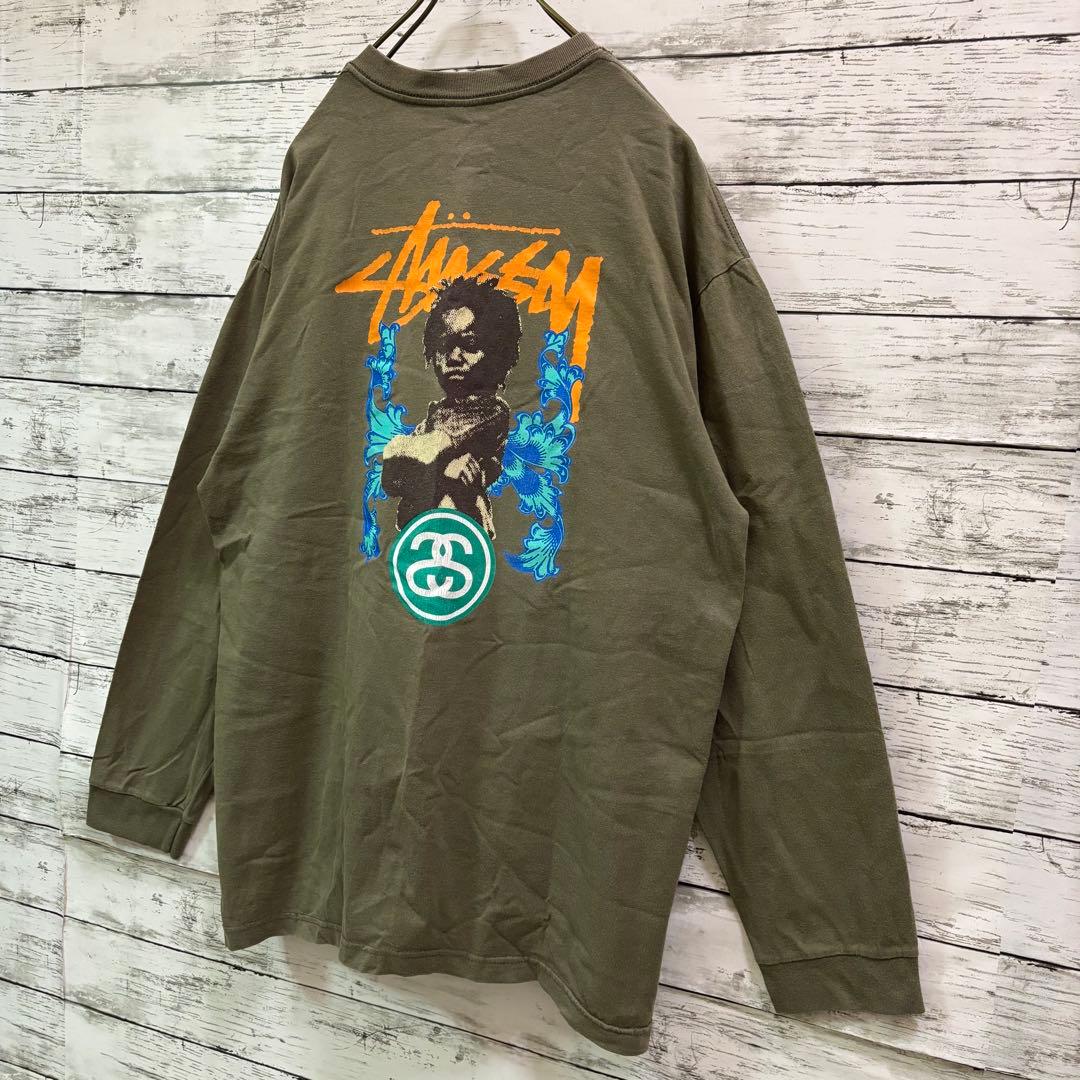 【激レア】00s 紺タグ ステューシー ロンT フォトプリント ストックロゴ L