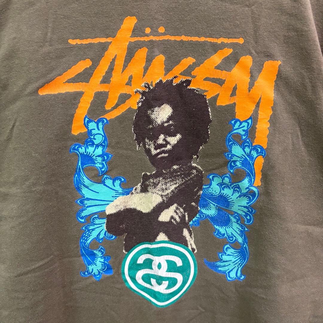 【激レア】00s 紺タグ ステューシー ロンT フォトプリント ストックロゴ L