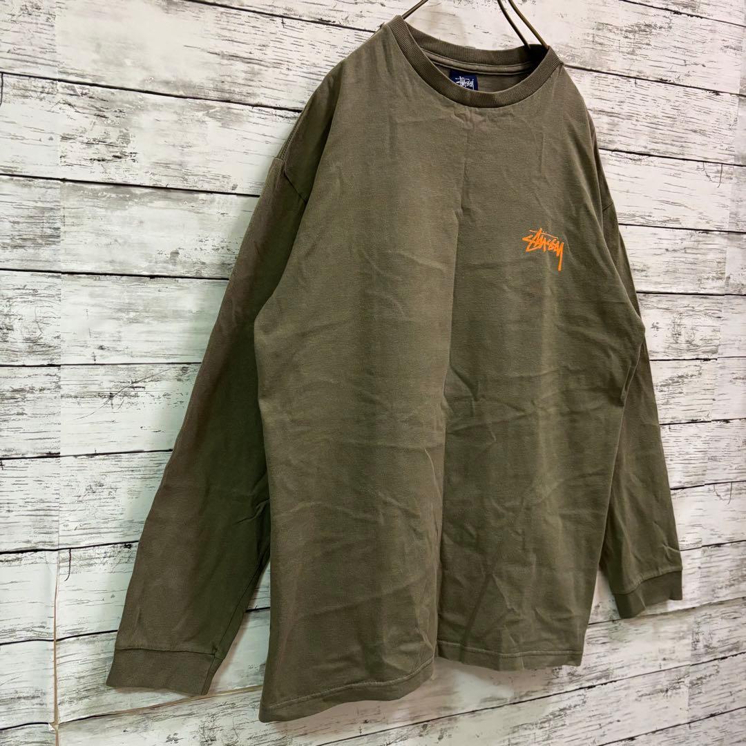 【激レア】00s 紺タグ ステューシー ロンT フォトプリント ストックロゴ L