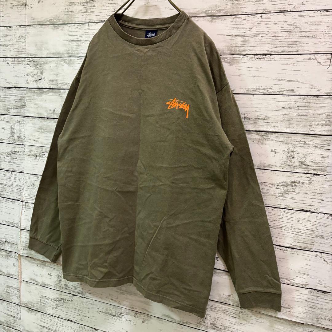 【激レア】00s 紺タグ ステューシー ロンT フォトプリント ストックロゴ L