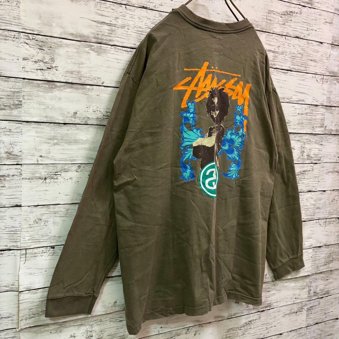 【激レア】00s 紺タグ ステューシー ロンT フォトプリント ストックロゴ L