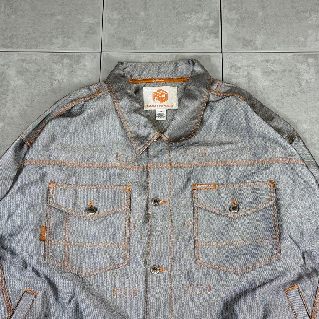 希少 90s SOUTHPOLE オーバーサイズ シルバー デニムジャケット