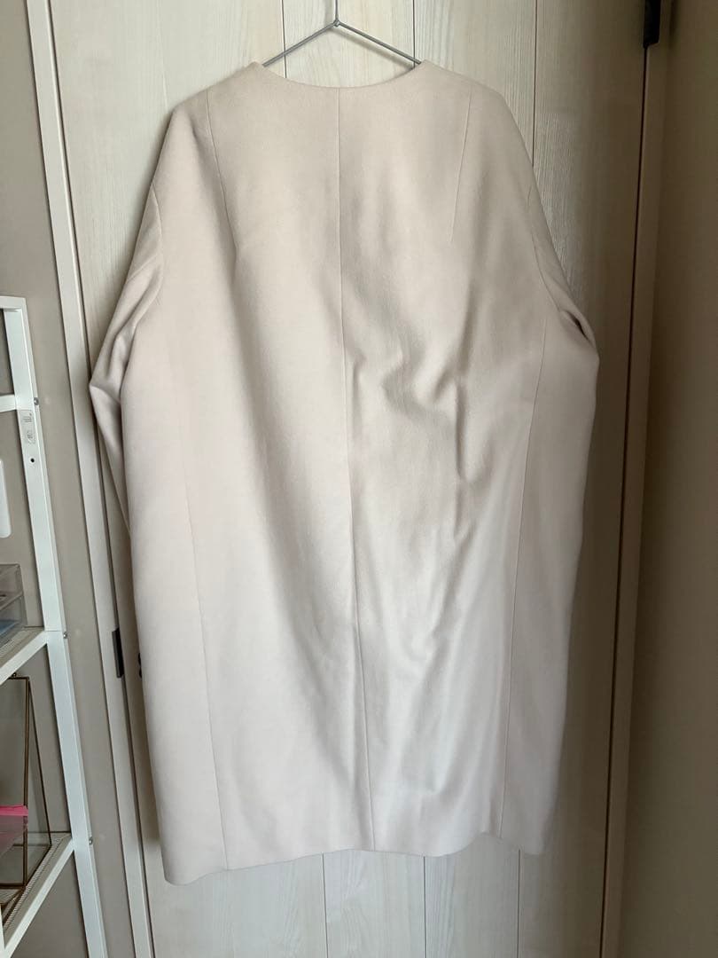 大きいサイズ 23区 ノーカラーコート サイズ50 ライトベージュ