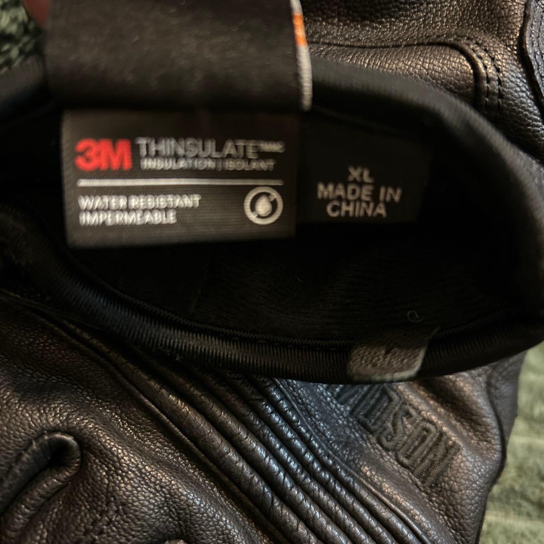 送料無料！美品ハーレーダビッドソン純正レザーグローブ　防水防寒　3M XL