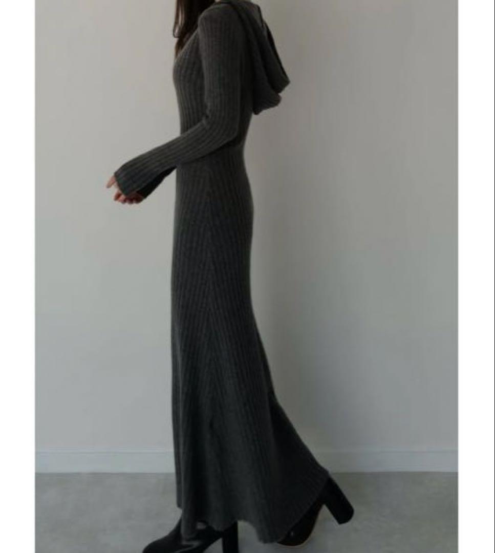 ワンピース maison celon hoodie rib knit dress