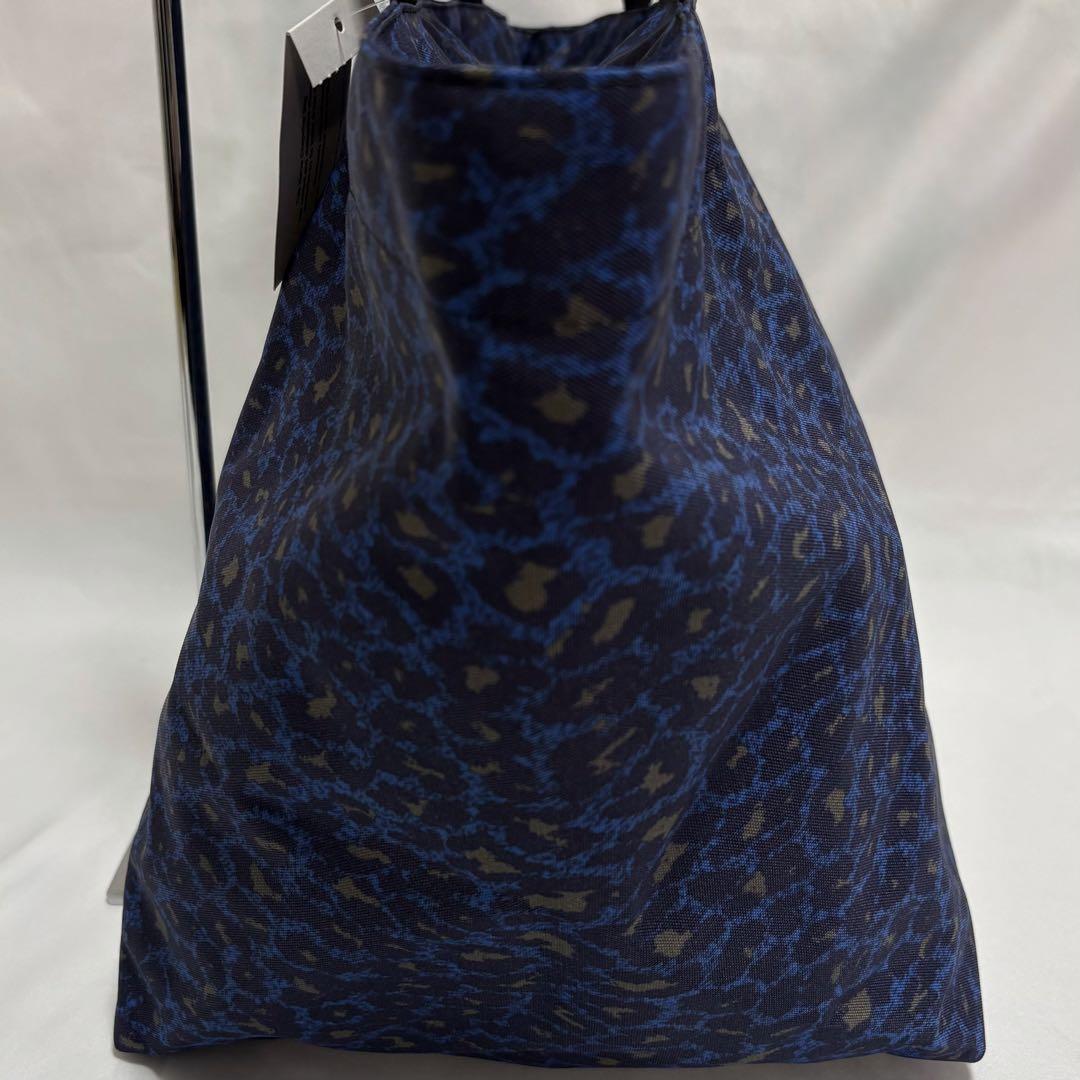 新品タグ付き エルベシャプリエ 舟型トート パンサー ナイロン 青 L 925F