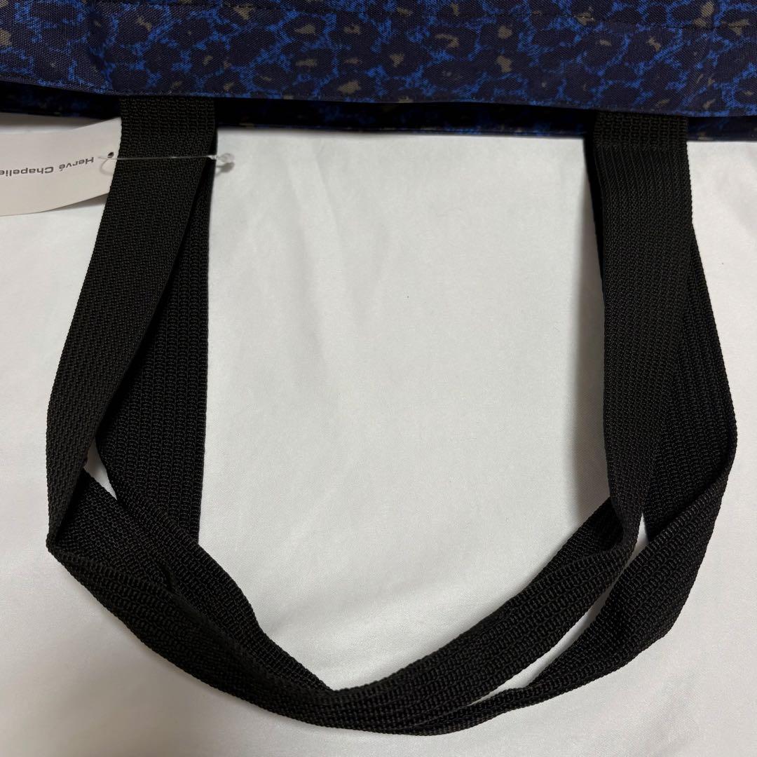 新品タグ付き エルベシャプリエ 舟型トート パンサー ナイロン 青 L 925F