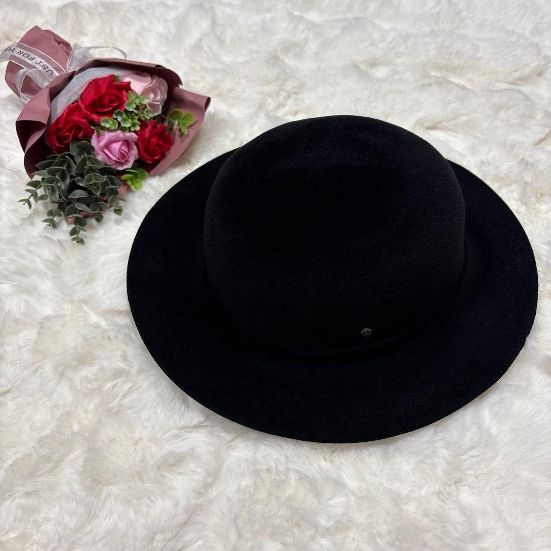 高級 HELEN KAMINSKI カミンスキー ベロア リボン ハット