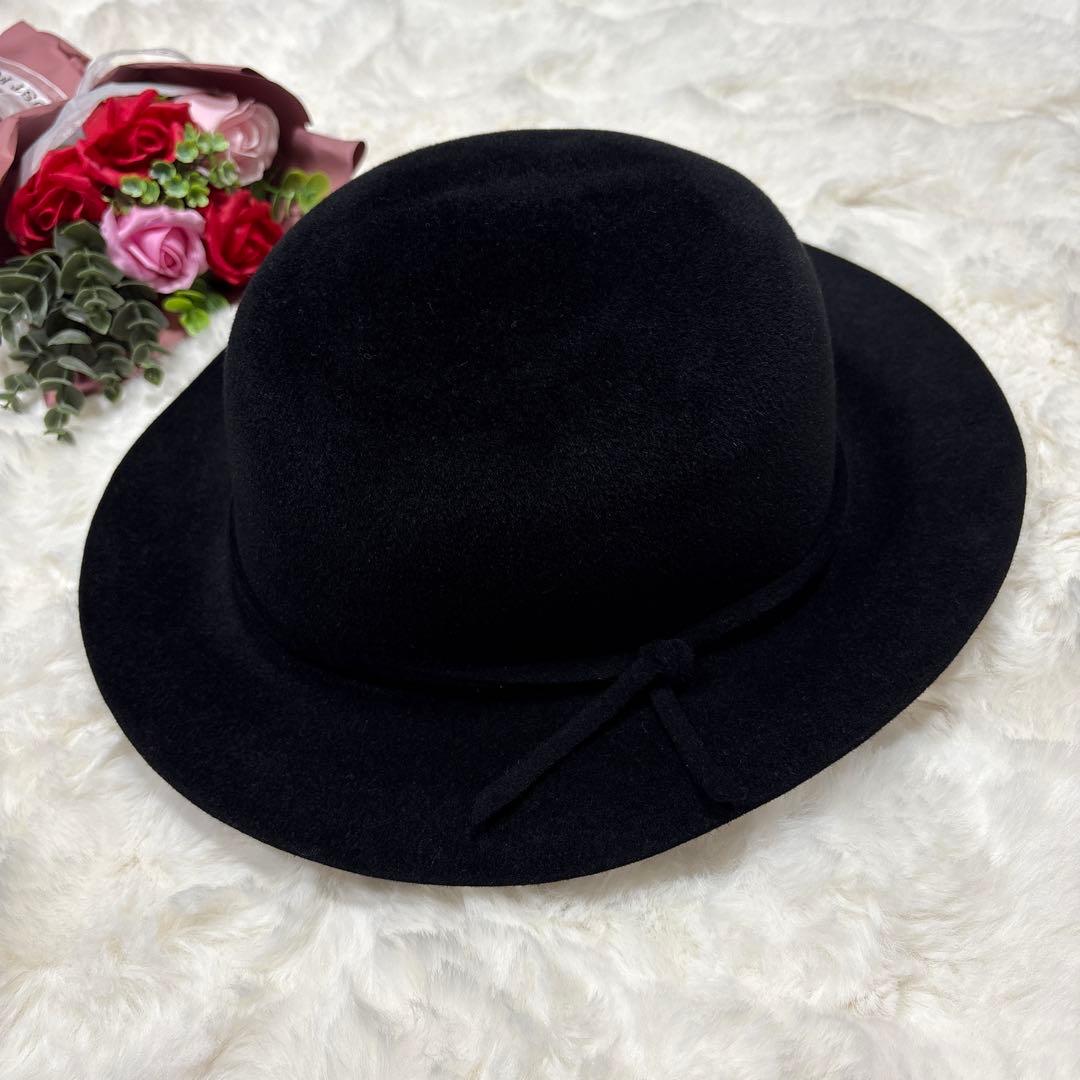 高級 HELEN KAMINSKI カミンスキー ベロア リボン ハット