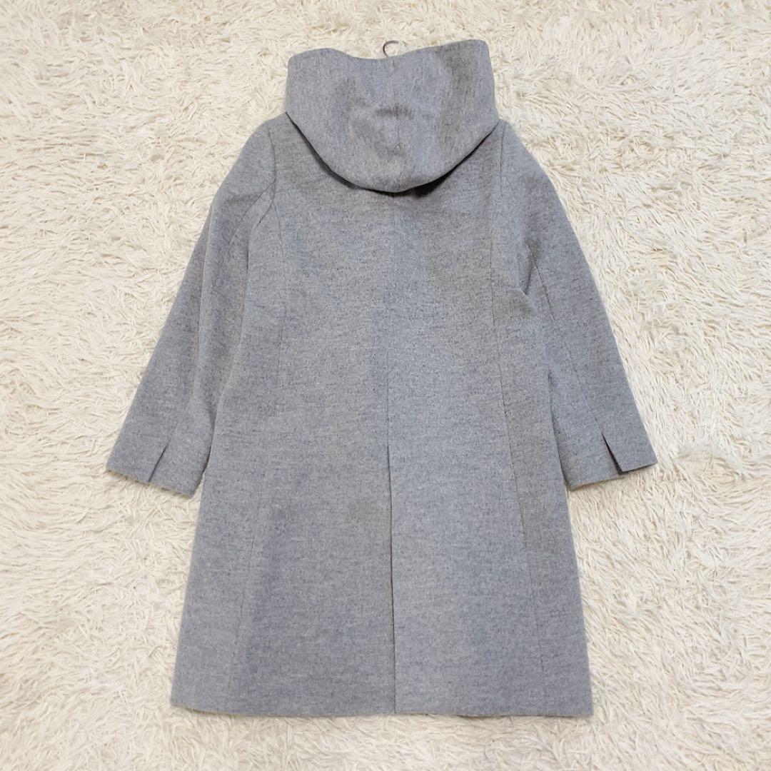 【美品】23区 ウールアンゴラフーデッドコート ダブルブレスト 人気 定価5万