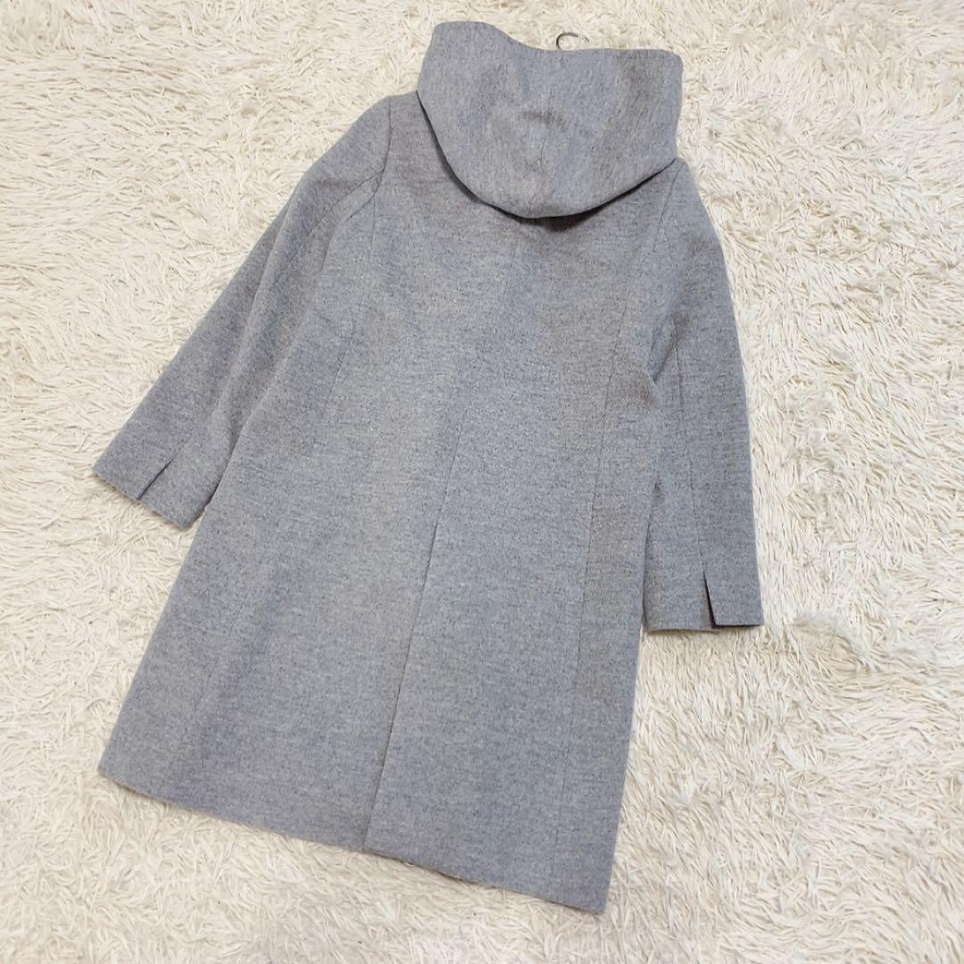 【美品】23区 ウールアンゴラフーデッドコート ダブルブレスト 人気 定価5万