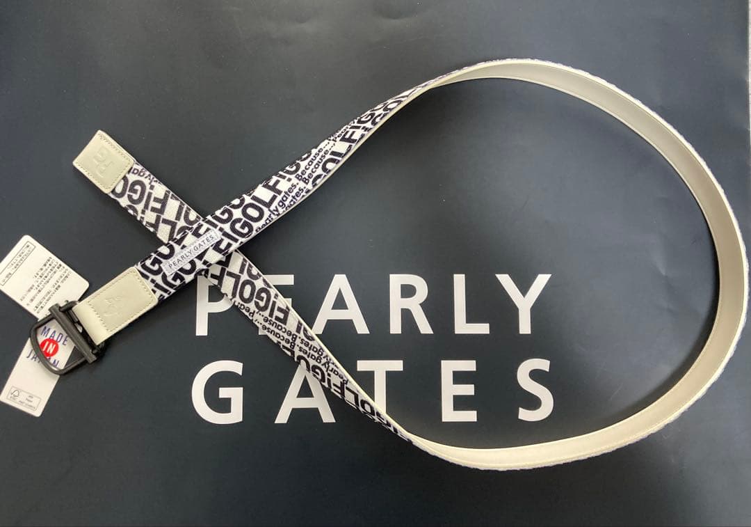 新品 パーリーゲイツ ゴルフロゴプリントテープベルト 白 UNISEX 日本製