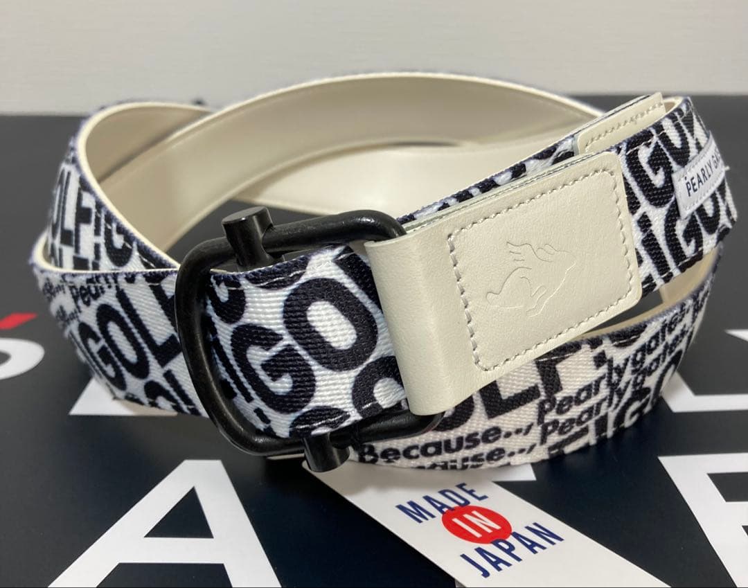 新品 パーリーゲイツ ゴルフロゴプリントテープベルト 白 UNISEX 日本製