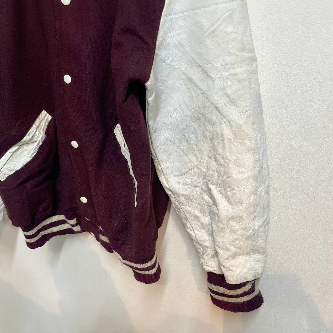 ひ*ん様 80s USA製 delong デロング レザー ウール スタジャン