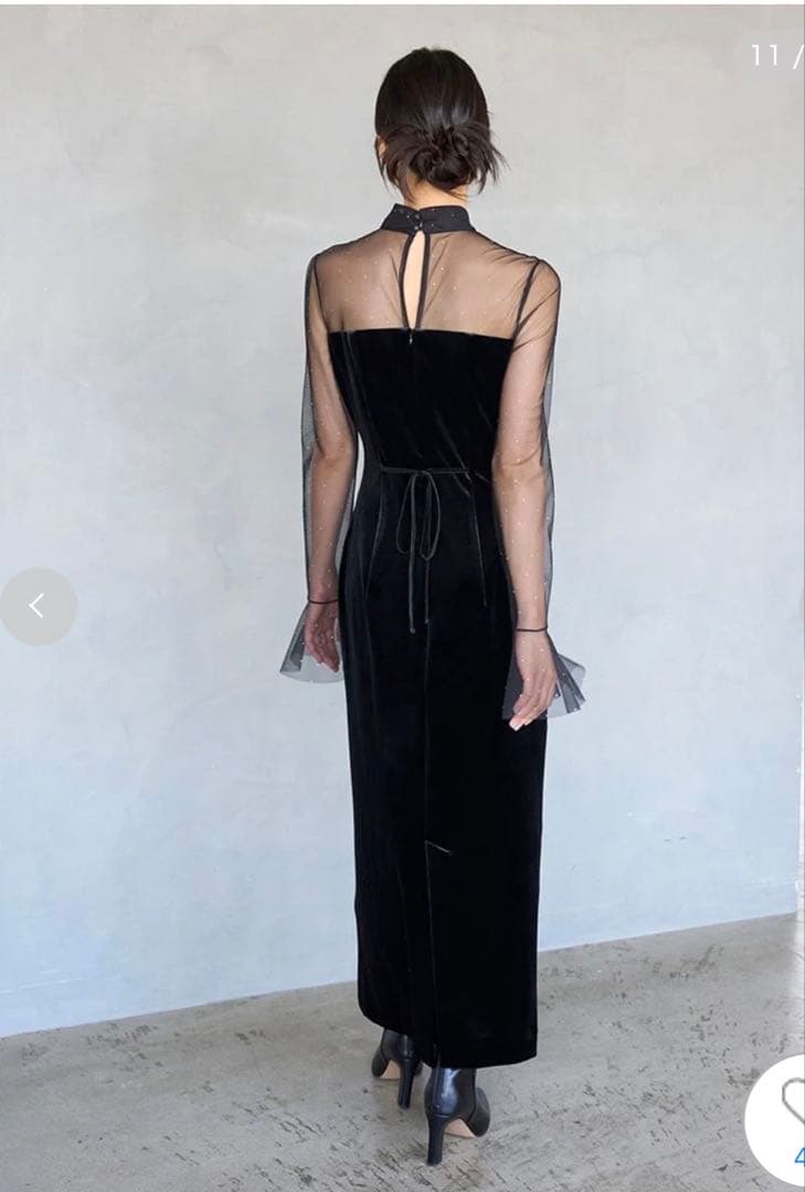 新作新品♥️SNIDEL スナイデル シアードッキングベロアドレス✨BLK