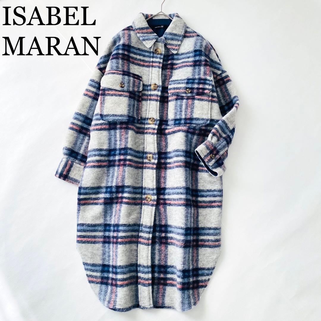 2868Aイザベルマラン チェックロングコート オーバーサイズ