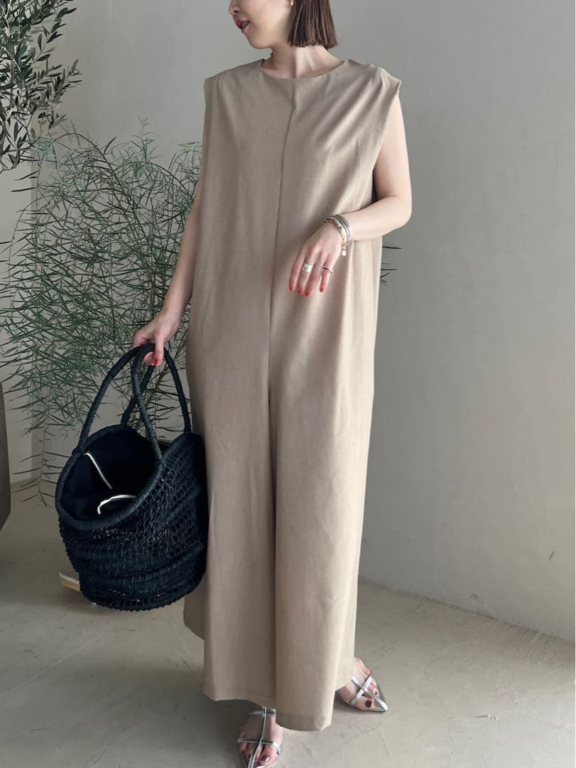 【未使用】NOLLEY'Sスカート風 大人オールインワン ベージュ 定価1.8万