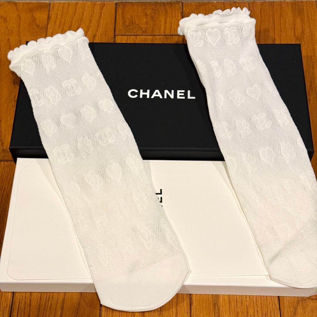 新品 CHANEL シャネル ソックス ホワイト ココマーク