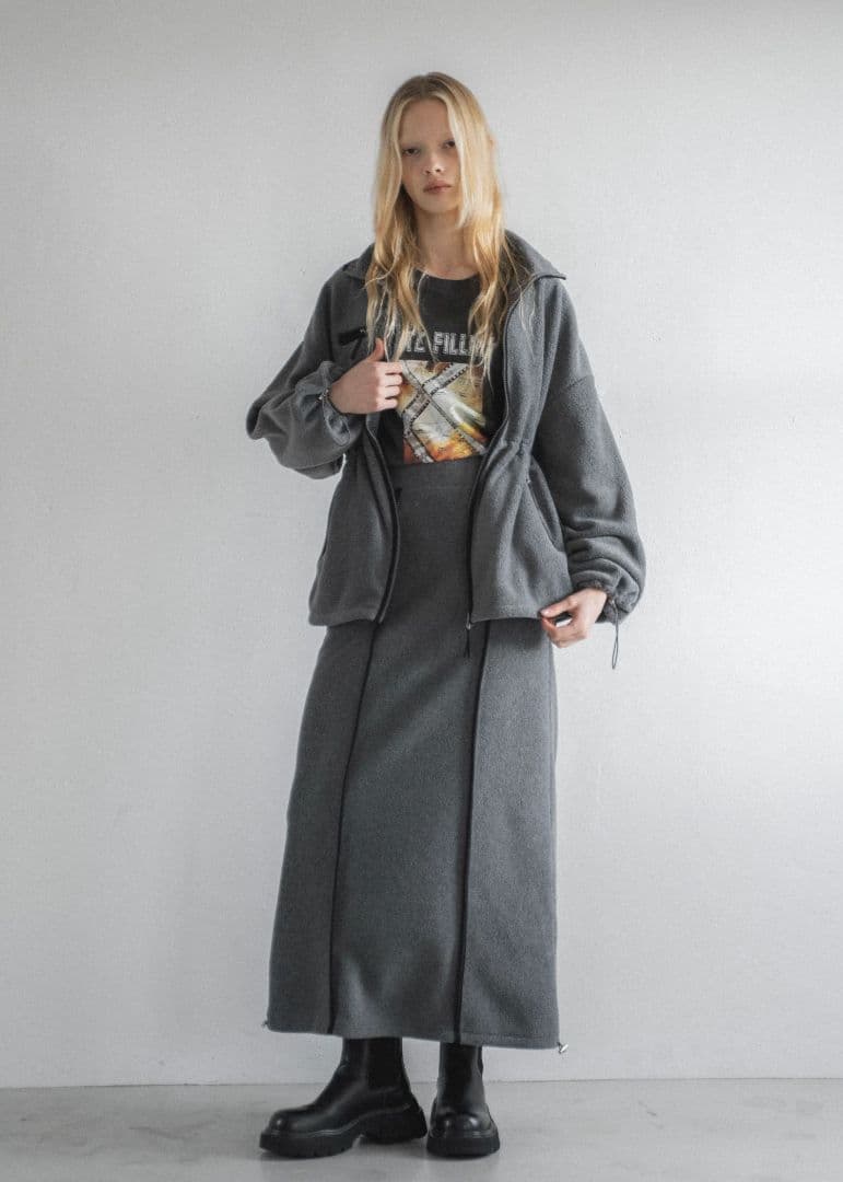 ジャケット・アウター bi color piping fleece drawstring tops