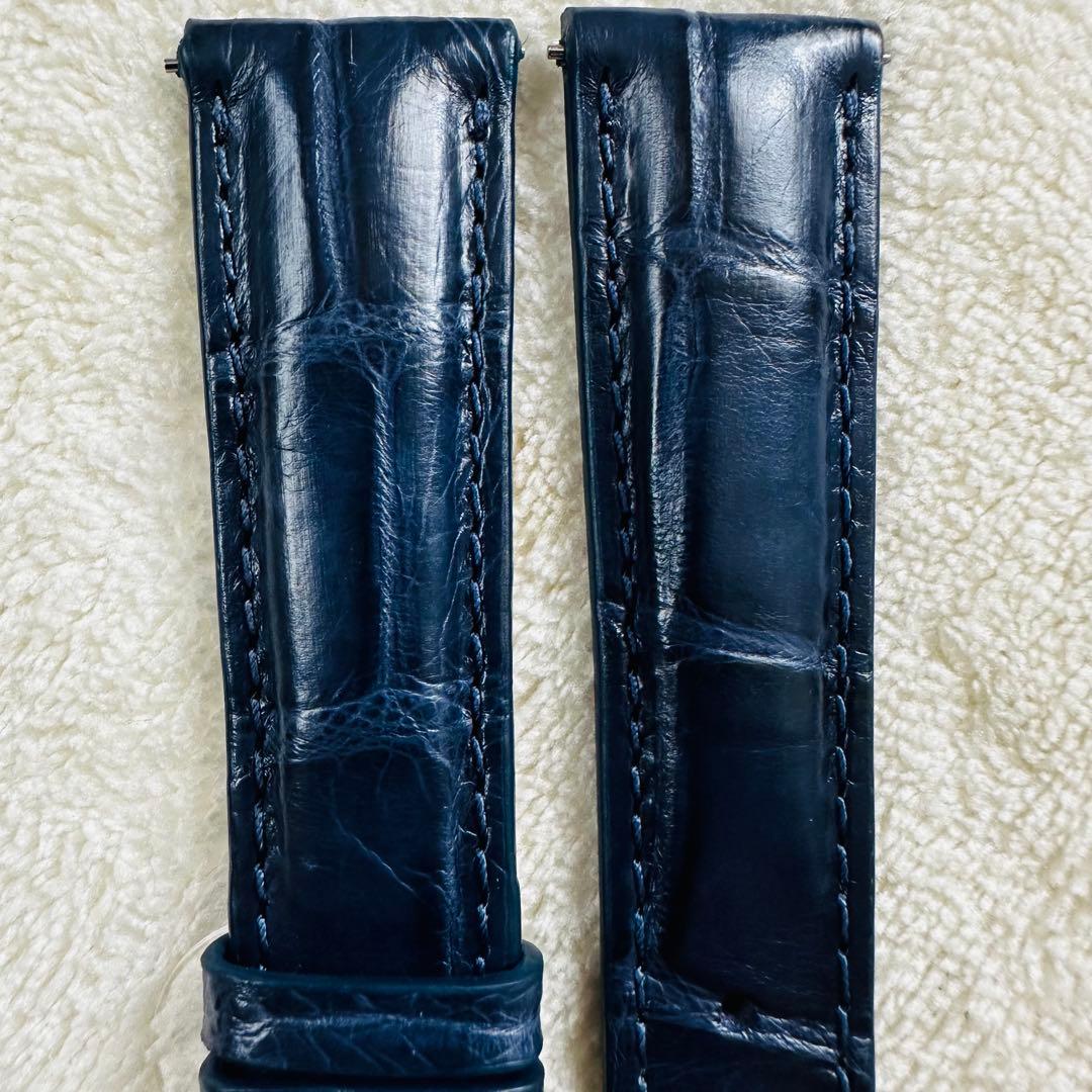 2026#19mm-16mmミッドナイトブルー★本物クロコダイルベルト★スイス製