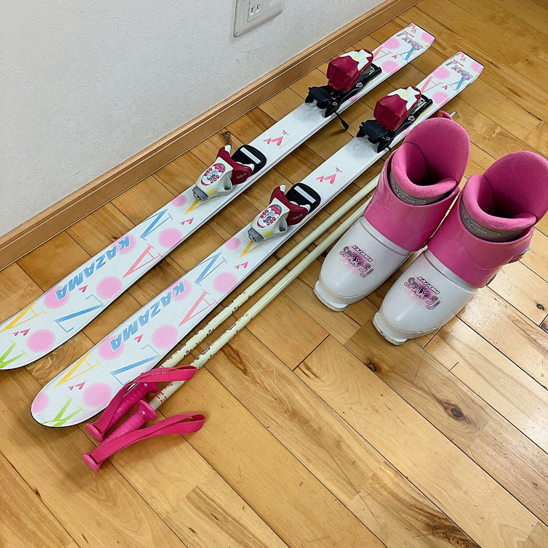 KAZAMA スキー板 110㎝　ストック ブーツ　4点セット