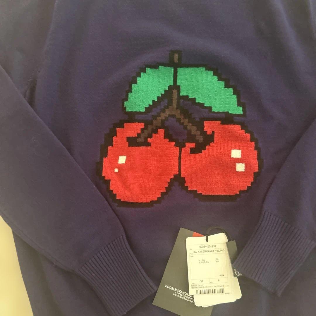 ネイビー チェリー柄 セーター Mニット新品未使用