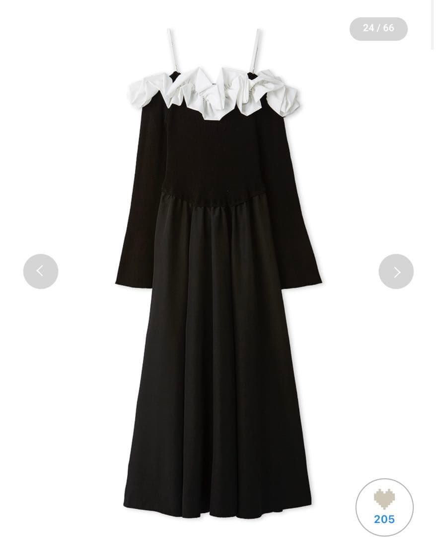 Lily brown フリルカラーニットコンビワンピース