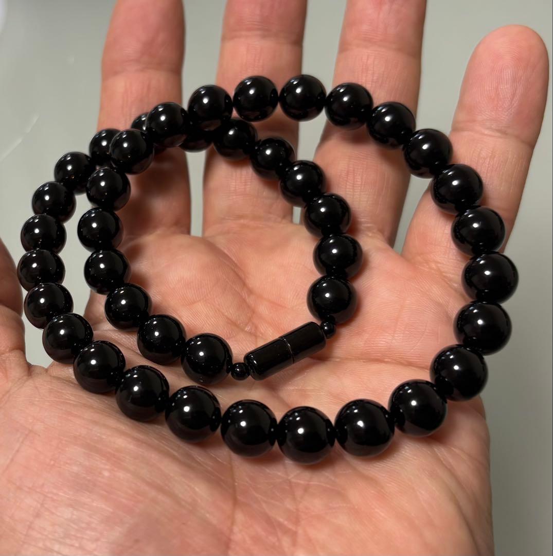 天然黒珊瑚ネックレス（大玉１０mm珠）鑑別書付き⑧