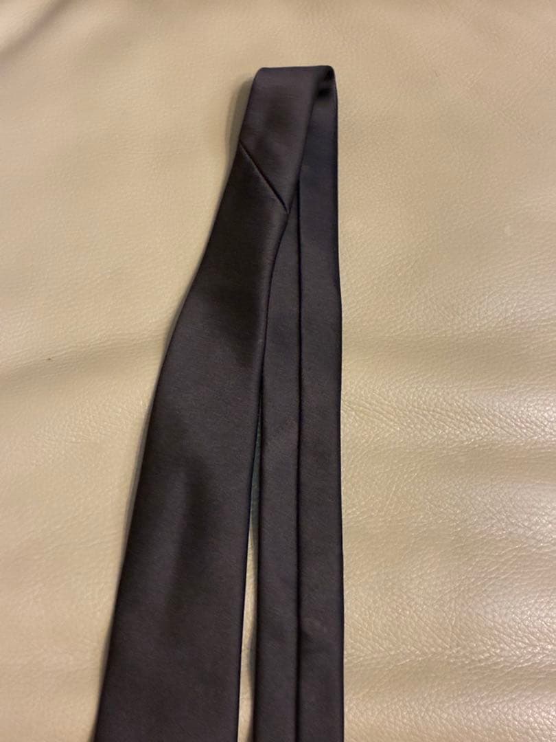 【未使用】フランコスパダ　ダークブラウン ソリッド　シルク　ネクタイ