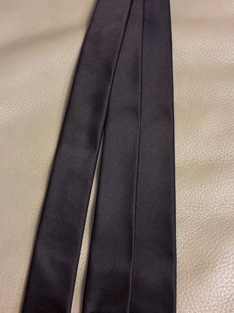 【未使用】フランコスパダ　ダークブラウン ソリッド　シルク　ネクタイ