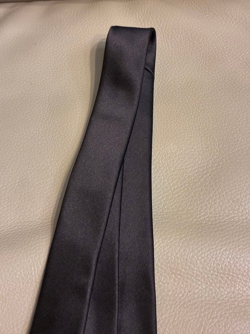 【未使用】フランコスパダ　ダークブラウン ソリッド　シルク　ネクタイ