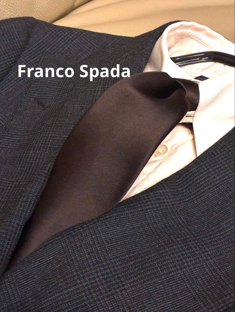 【未使用】フランコスパダ　ダークブラウン ソリッド　シルク　ネクタイ