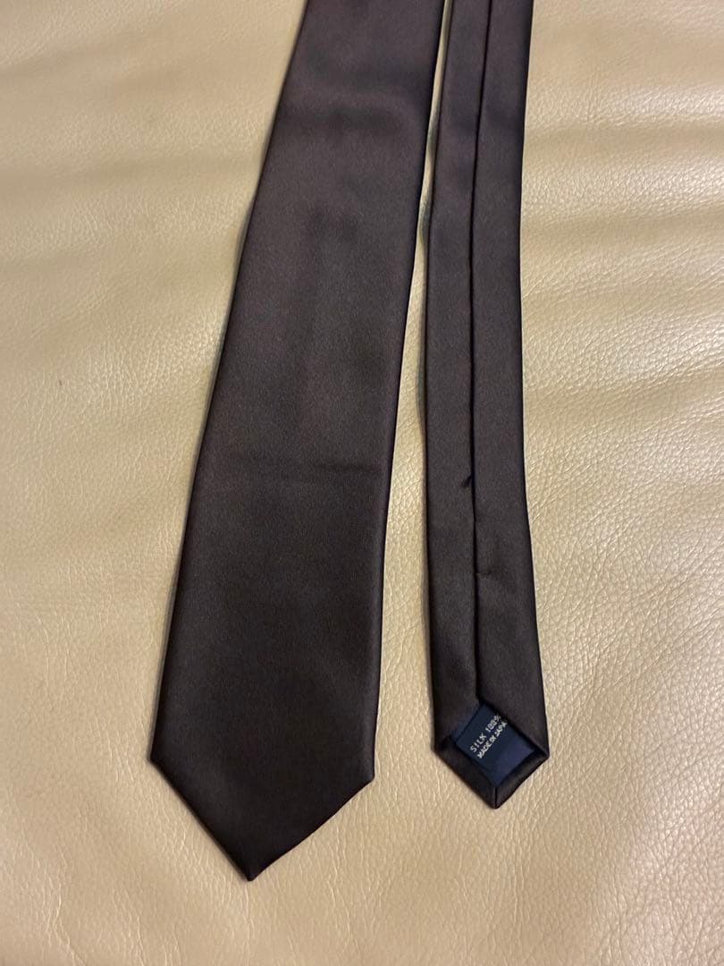 【未使用】フランコスパダ　ダークブラウン ソリッド　シルク　ネクタイ