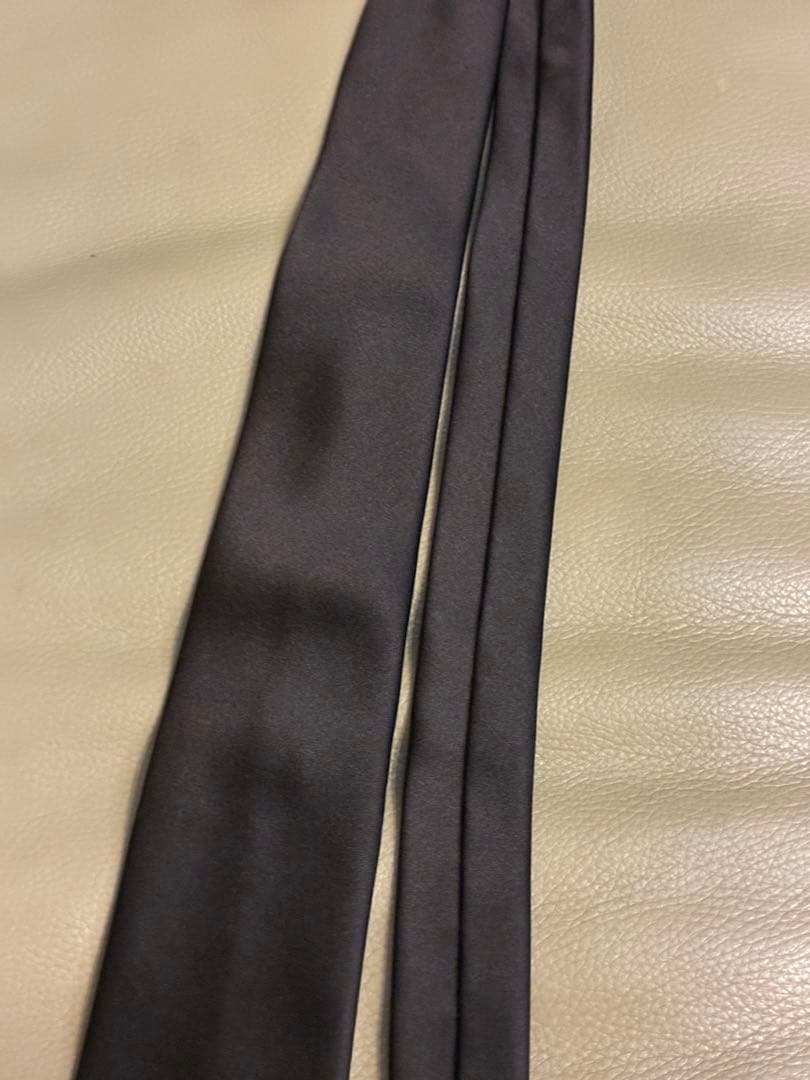 【未使用】フランコスパダ　ダークブラウン ソリッド　シルク　ネクタイ