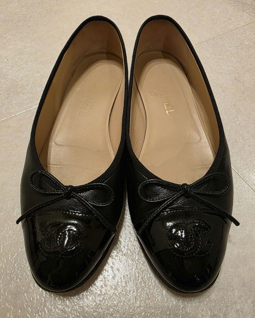 【美品】CHANEL シャネル バレリーナ フラットシューズ 36½ブラック