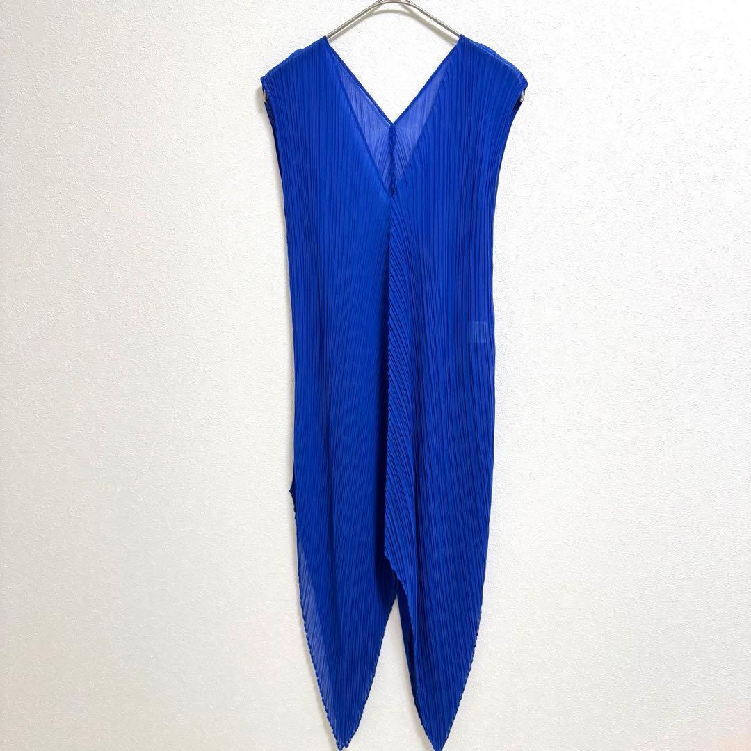 極美品✨ISSEY MIYAKE プリーツ　変形　チュニック　ブルー　Mサイズ