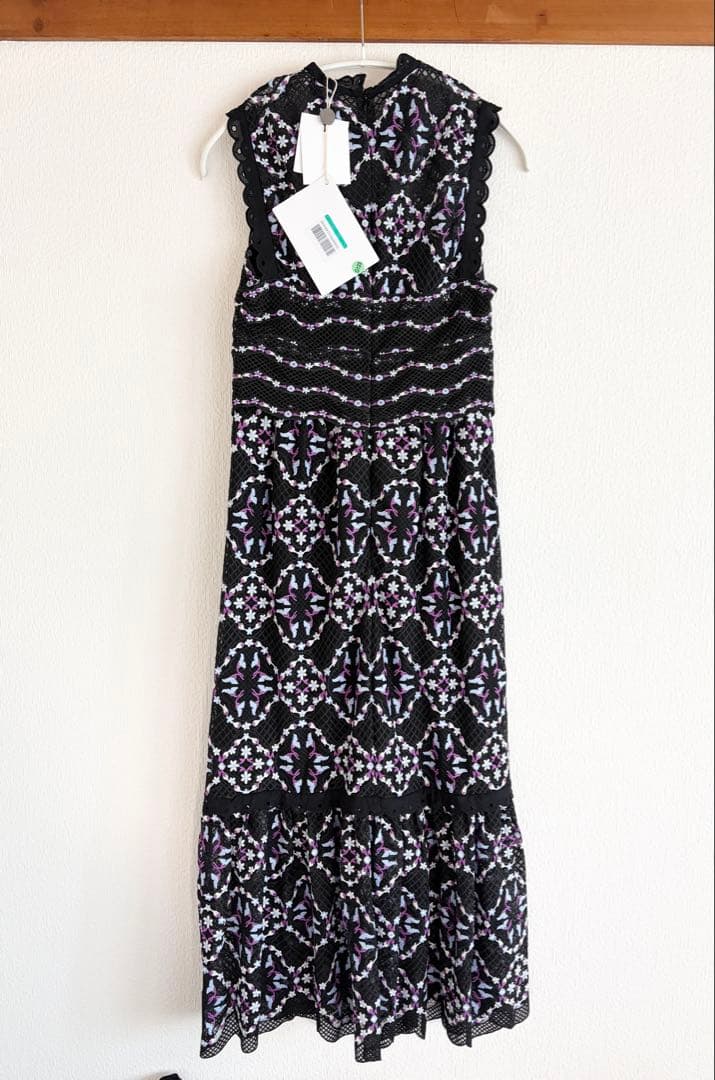 新品sandro PARISサンドロ　総レース刺繍フリルロングワンピースドレス