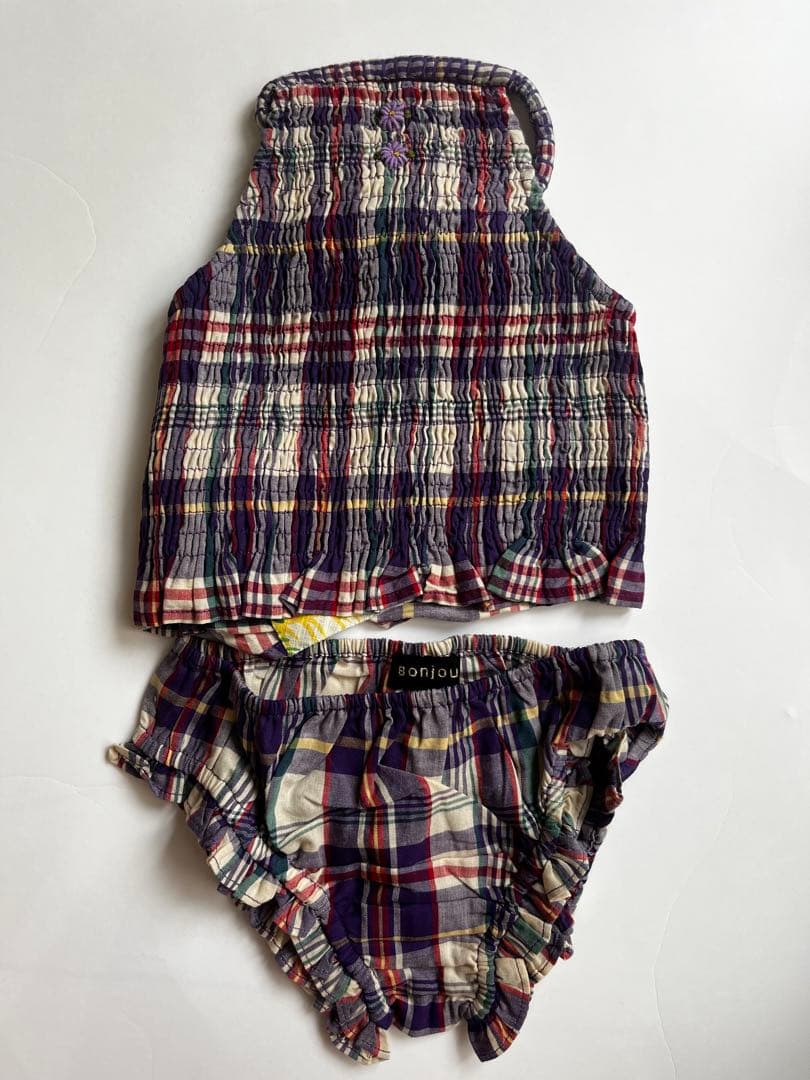 Bonjour ビーチセット 8Y パープルチェック